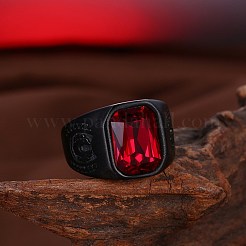 Herren-Fingerringe aus Edelstahl und Glas&nbsp;RJEW-BB29449-D-10