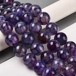 Hebras de cuentas teñidas de ágata con venas de dragón naturales&nbsp;G-H290-A01-02A