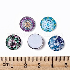 Piatta e rotonda cabochon in vetro stampato&nbsp;GGLA-N004-12mm-G-WH