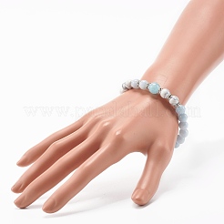 Stretch-Armband mit runden Natursteinen und synthetischen Howlith-Perlen&nbsp;BJEW-JB06919