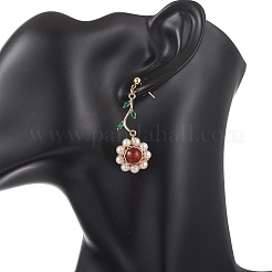 Ohrhänger aus 304er Edelstahl mit Blumenmotiv und Zirkonia&nbsp;EJEW-TA00800-03