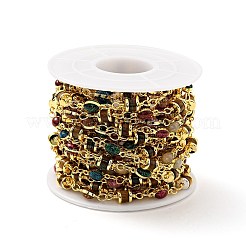 Colonna occhio di tigre naturale e catena a maglie occhio di cavallo smaltato colorato&nbsp;CHC-G017-03G