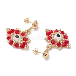 Orecchini con perline di vetro&nbsp;EJEW-MZ00270-02