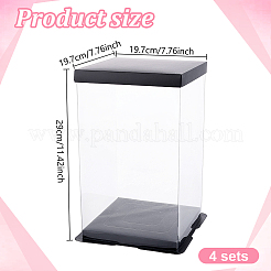 4 ensemble de boîtes d'emballage en plastique transparent avec couvercle et fond en papier&nbsp;CON-GO0001-28B
