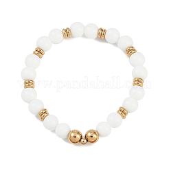 Ionenplattierung (IP) 304 Edelstahl & runde Glasperlen Stretch-Armbänder für Frauen und Männer&nbsp;BJEW-M046-03G