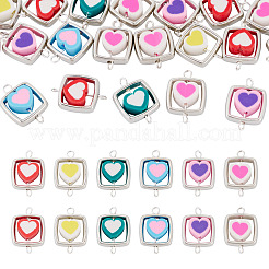 20 Stück Polymer Clay Herz & CCB Quadrat Rahmen Glieder Verbinder Charms&nbsp;CLAY-TADJ0001-09