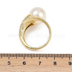 Manschettenringe aus Messing mit Mikropavé-Zirkonia für Damen&nbsp;RJEW-F186-01G