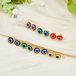 7 paire de boucles d'oreilles à tige en résine 7 couleurs pour femmes&nbsp;EJEW-FI0001-71