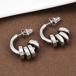 Pendientes de botón en forma de C de acero inoxidable 304&nbsp;LS-EJEW-K268-78P