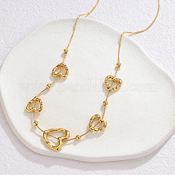 Collares de cadena con eslabones en forma de corazón texturizados de acero inoxidable 304 para mujer&nbsp;WG0154D-03