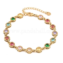 Tennisarmbänder aus Edelstahl 304 mit farbenfrohen Zirkonia-Fassungen für Damen&nbsp;BJEW-T023-02C-G