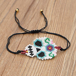 Verstellbare Miyuki-Perlen-Gliederarmbänder mit Totenkopf-Webmuster für Damen&nbsp;JU0893