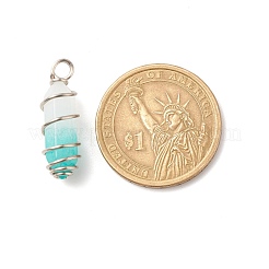 Pendentifs pointus à double borne en jade blanc vert naturel&nbsp;PALLOY-JF01686-07