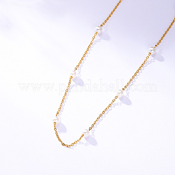201 Edelstahlkette mit Kunstperlen für Damen&nbsp;ZY9444