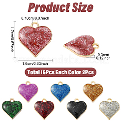 16 pz 8 colori pendenti in lega di zinco&nbsp;ENAM-YW0008-35