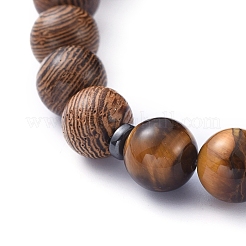 Bracelets extensibles en perles de bois naturel&nbsp;BJEW-JB05231-05