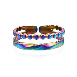 Anillo de puño ancho hueco de acero inoxidable 304&nbsp;RJEW-N038-100
