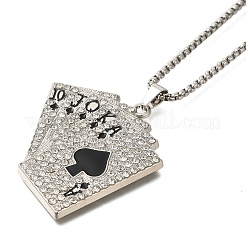 Colliers pendentifs en alliage de cristal strass cartes à jouer&nbsp;NJEW-R001-01P-02