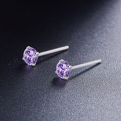 Rhodinierte 925 Sterling Silber vierzackige Ohrstecker&nbsp;JE420D-02