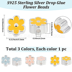 3 Stück 3 Farben S925 Sterling Silber Perlen&nbsp;STER-BBC0008-48