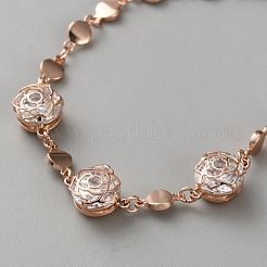 Braccialetti in ottone con micro pavé di zirconi trasparenti&nbsp;BJEW-WH0041-10RG