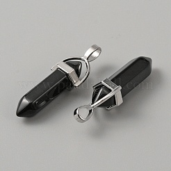 Spitzanhänger mit zwei Enden aus synthetischem schwarzem Stein&nbsp;G-WH0016-37E