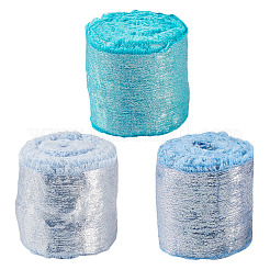 Ozean/Winter Thema 3 Rolle 3 Farben Polyester ausgefranstes Band&nbsp;DIY-TA0011-47A