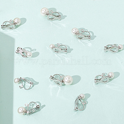 24 stücke 4 arten 304 edelstahl clip-auf ohrring Zubehörse mit imitation perle kunststoff perlen&nbsp;STAS-SC0010-46B