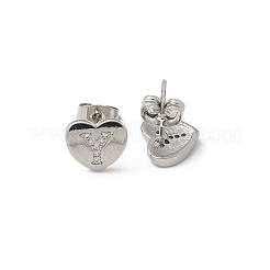 Boucles d'oreilles en laiton plaqué micro pavé de zircons cubiques transparents&nbsp;EJEW-K299-01P-Y