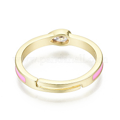 Anelli di barretta di zirconia cubici trasparenti micro pavé in ottone regolabili&nbsp;RJEW-T016-04G-NF