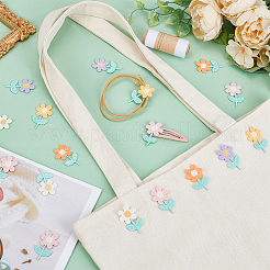 50 Stück Kostümzubehör mit Blumenstickerei aus Polyester in 5 Farben&nbsp;DIY-FG0006-92