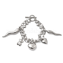 Doppelreihige Armbänder aus Edelstahl 304&nbsp;BJEW-G758-01P