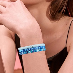 15 Stück handgefertigte Stretch-Armbänder aus Polymer-Tonperlen für Damen&nbsp;BJEW-SW001597