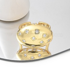 Messing Micro Pave klare Manschettenringe aus Zirkonia&nbsp;RJEW-M029-04G