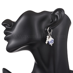 Orecchini a cerchio con fiori in acciaio inossidabile 304&nbsp;EJEW-JE06733