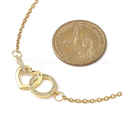 Collier en laiton micro pavé avec pendentif en forme de cœur en zircone cubique transparent et anneau&nbsp;NJEW-JN05659