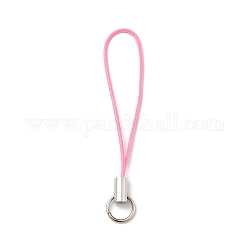Sangle de téléphone portable, coloré bricolage courroies de téléphone cellulaire, emembouts en alliage avec anneaux en fer, rose, 60mm