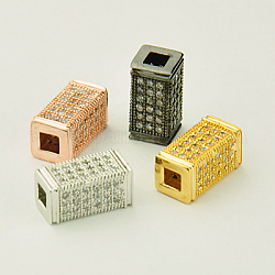 Кубического циркония бисером, кубоид, разноцветные, 12x8x6 мм, отверстие : 4 мм