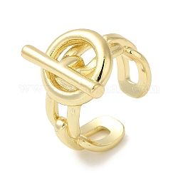 Offene Manschettenringe aus Messing, Ring im Kettenstil mit Knebelverschluss für Damen, echtes 18k vergoldet, 7.5~20 mm, Innendurchmesser: 18.2 mm