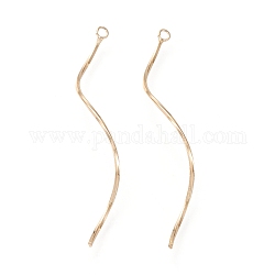 Brass Big Pendants, Long-Lasting Plated, Twist, Real 18K Gold Plated, 58x0.8mm, Hole: 1.8mm