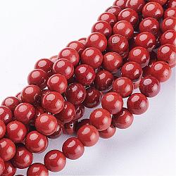 Fili di perline rotonde di diaspro rosso naturale di grado ab+, firebrick, 6mm, Foro: 0.8 mm, circa 63pcs/filo, 15 pollice