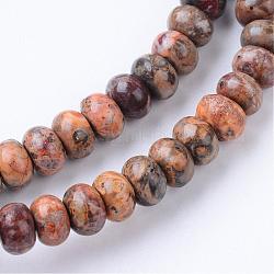 Brins de perles de jaspe en peau de léopard naturel, rondelle, 6x4mm, Trou: 1mm, Environ 95~98 pcs/chapelet, 14.17~14.96 pouce