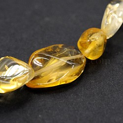 Natürlichen Citrin Perlenstränge, getrommelt Stein, Nuggets, gefärbt und erhitzt, 5~19x4~9x3~9 mm, Bohrung: 0.5~1 mm, etwa 15 Zoll