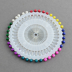 Iron Acrylic Ball Head Pins, Corsage Pins/Dress-making Pins, Silver Metal Color, Mixed Color, 38mm, Pin: 0.6mm, Bead: 4mm, about 40pcs/set