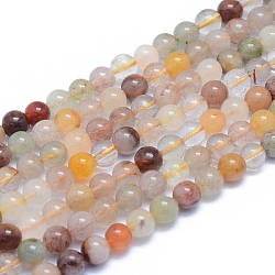 Natürlichen Rutilquarz Perlen Stränge, Runde, 6~6.5 mm, Bohrung: 0.8 mm, ca. 66 Stk. / Strang, 15.35 Zoll (39 cm)