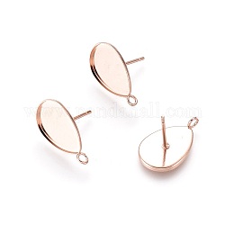 Accessoires des clous d'oreilles en 304 acier inoxydable, avec boucle, larme, or rose, Plateau: 14x10 mm, 17x10.5x1mm, Trou: 2mm, pin: 0.8 mm