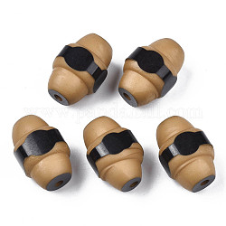 Perlas de acrílico de dos tonos, columna, negro, 23x15x15mm, agujero: 3 mm