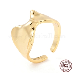 925 Manschettenring aus Sterlingsilber, verstellbarer offener Ring in Katzenkopfform, Versprechensring für Frauen, golden, uns Größe 6 (16.5mm)