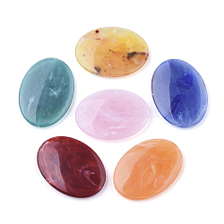 Abalorios de acrílico, estilo de imitación de piedras preciosas, Color de dos tonos, oval, color mezclado, 40x29x5.5mm, agujero: 1.5 mm, aproximamente 170 unidades / 500 g