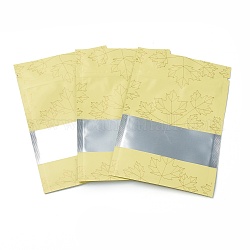 Plastic Zip Lock Bag, Storage Bags, Self Seal Bag, Top Seal, Matt with Maple Leaf Pattern, Yellow, 12x8x0.2cm, Unilateral Thickness: 3.9 Mil(0.1mm), about 95~100pcs/bag